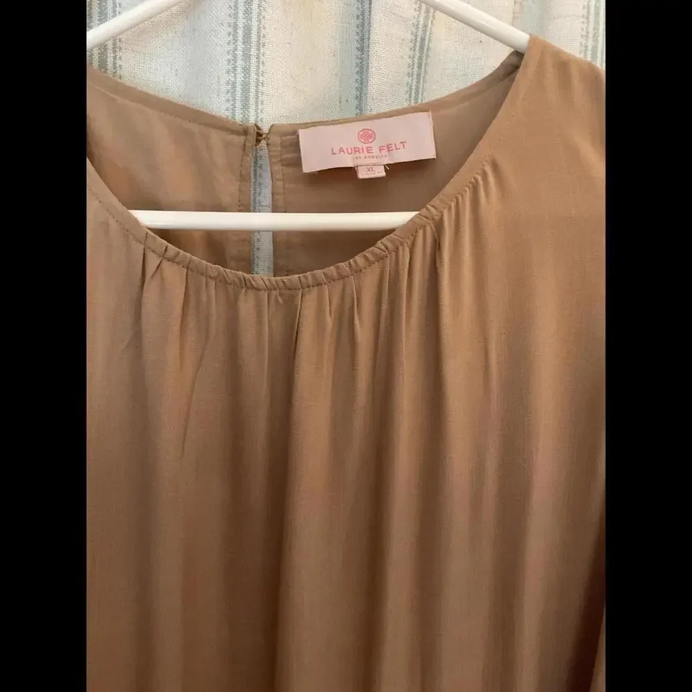 Laurie Felt Women's Dress Sleeveless Tiered Maxi Tan Beach Vacation Festival XL - Picture 6 of 9